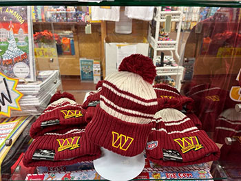 Red Commanders winter hat with yellow lettering